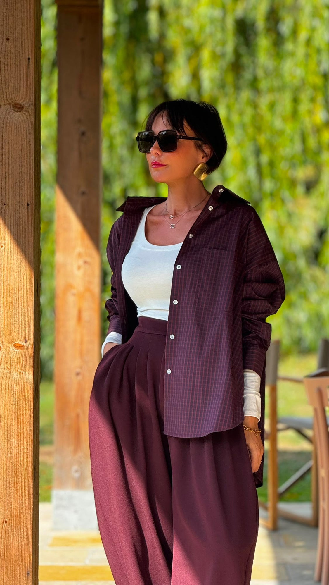 Blouse Evita vichy burgundy