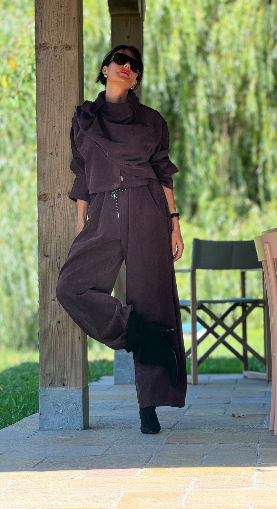 Pantalon style Esteban bordeaux