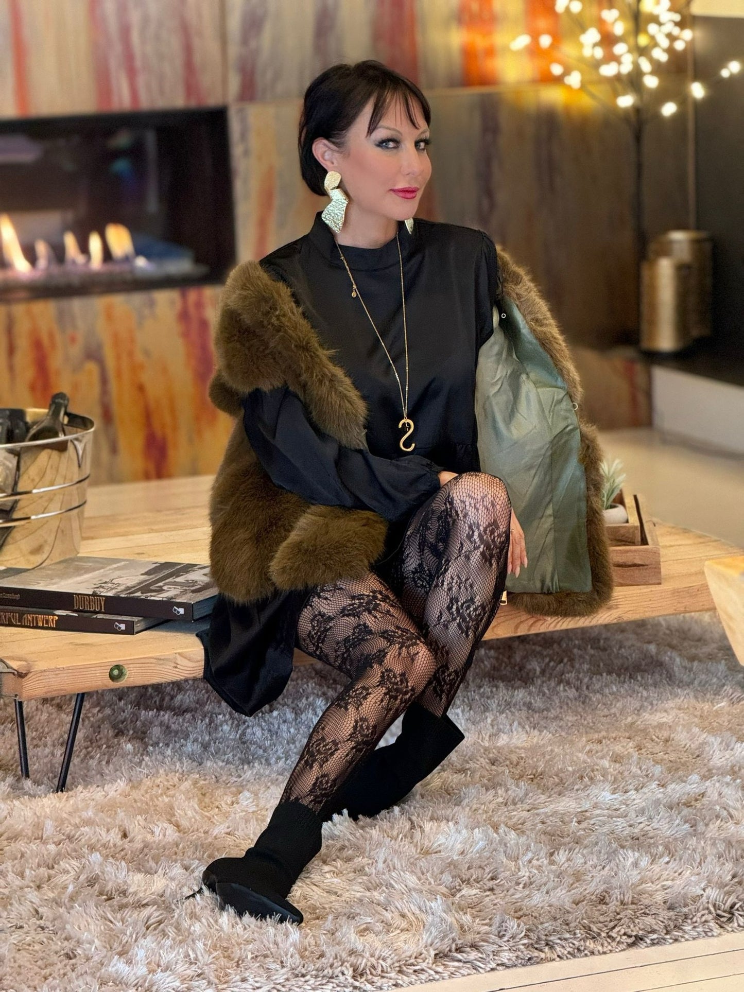 Jacket faux fur Liz green