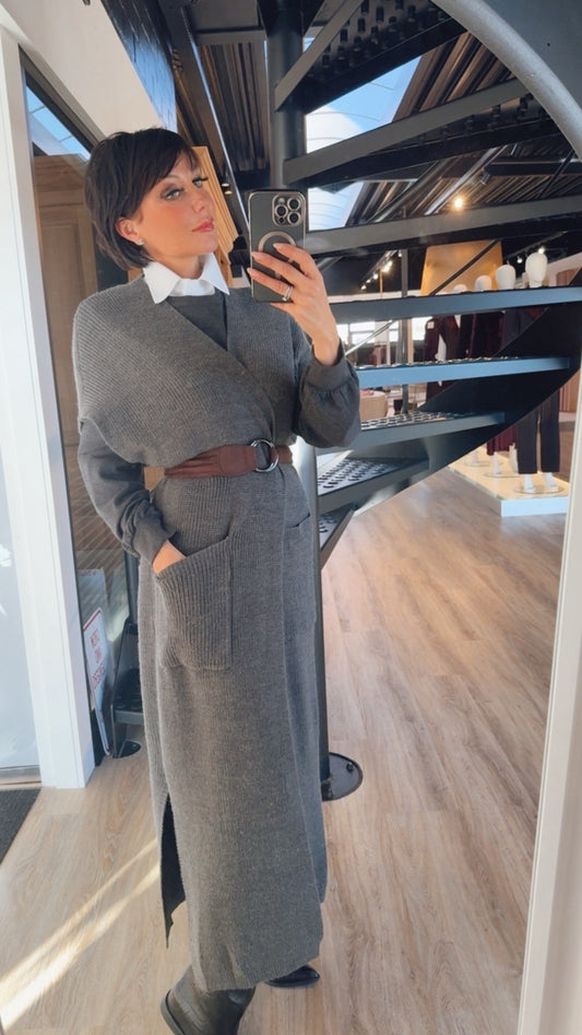 Gilet Liz + belt grey