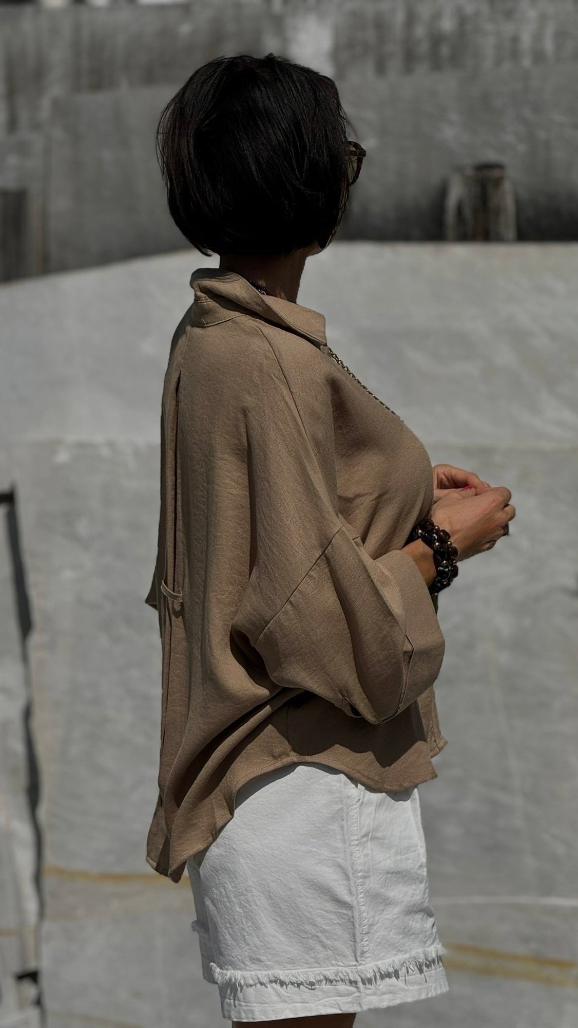 Blouse claire uni camel