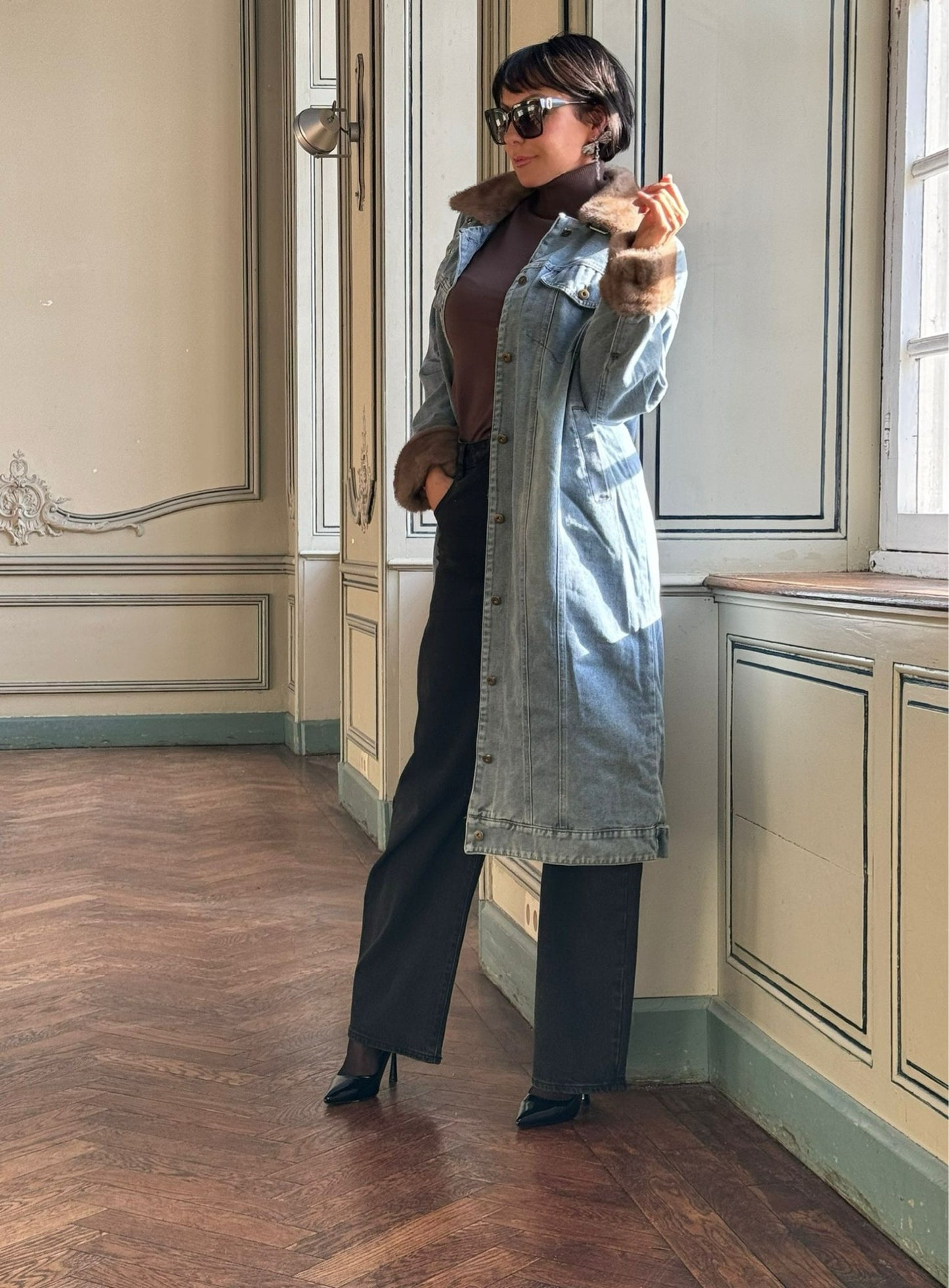 Coat long jeans (gewatteerd)