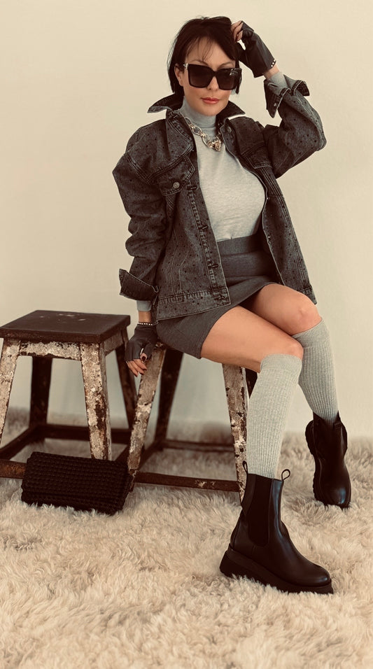 veste en jean strass