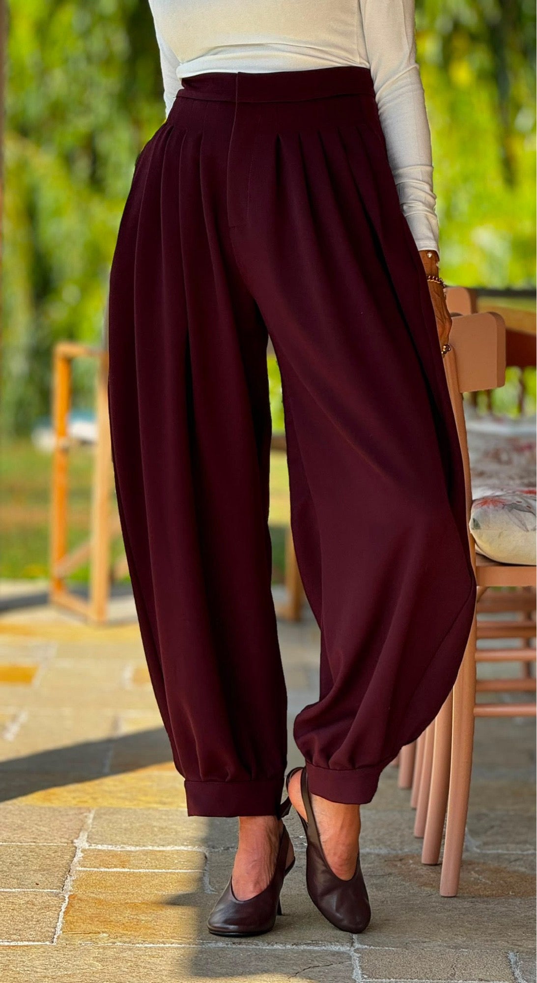 Pants Evita burgundy matte