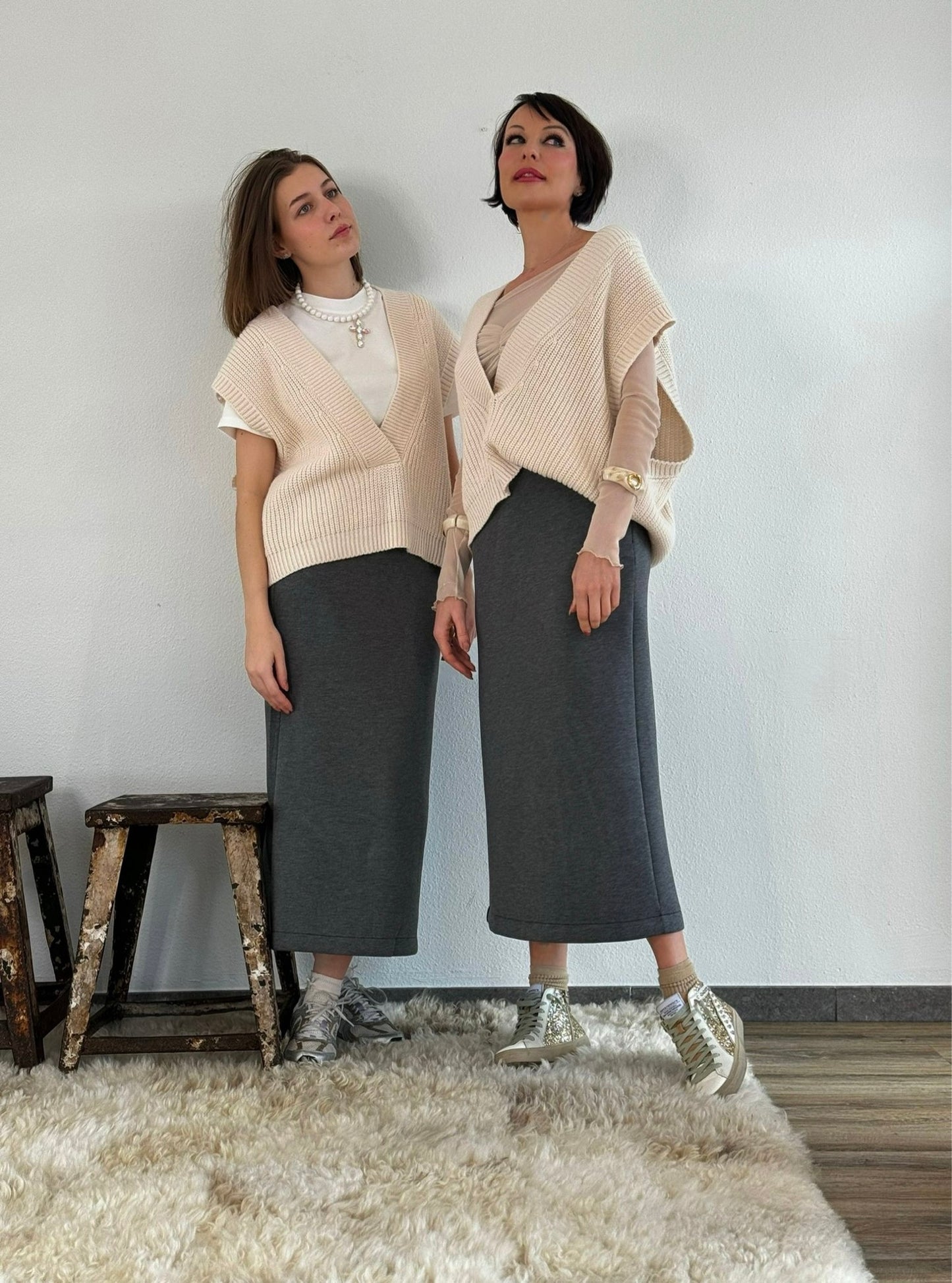 Skirt sweater April long + belt