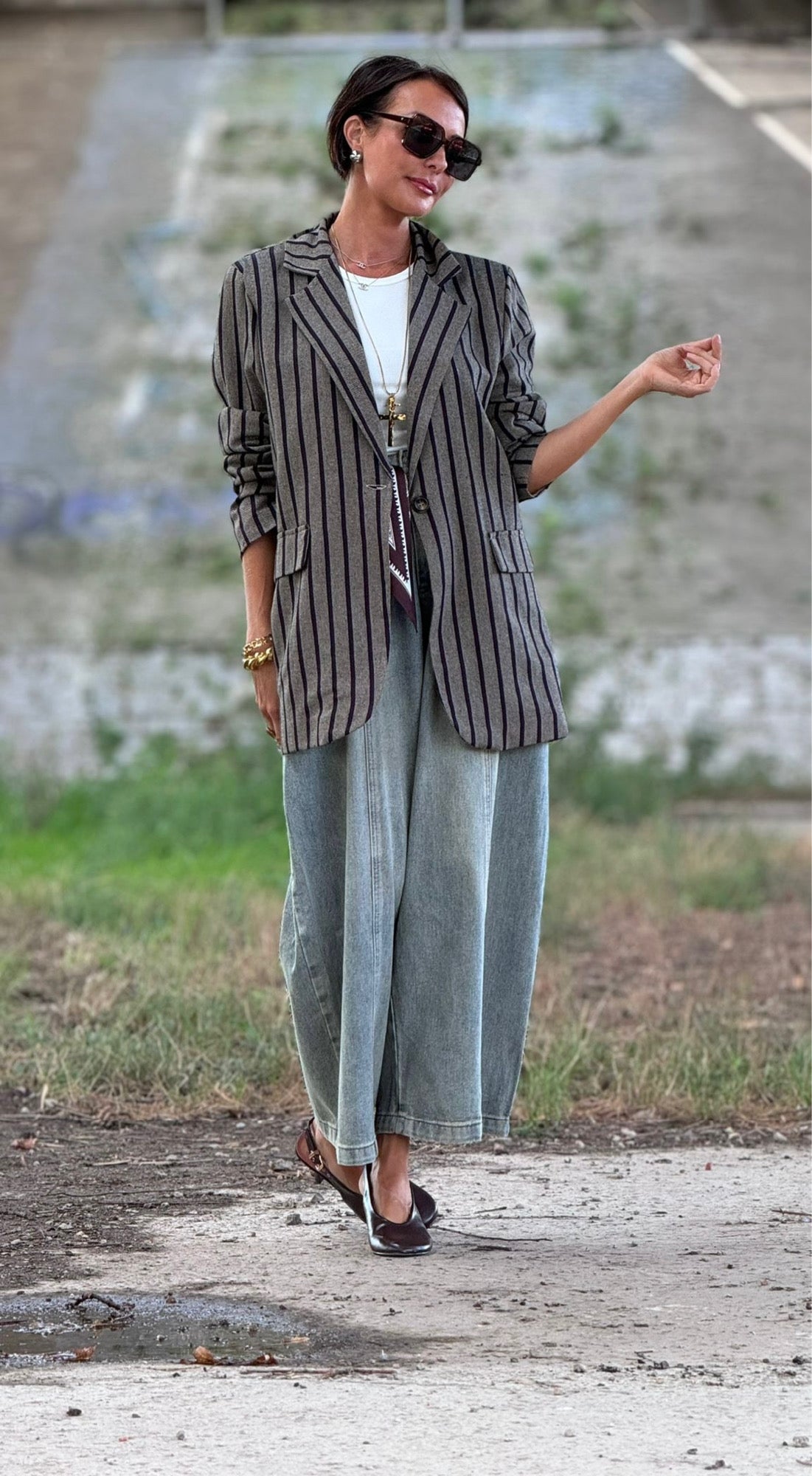 Leona blazer striped grey