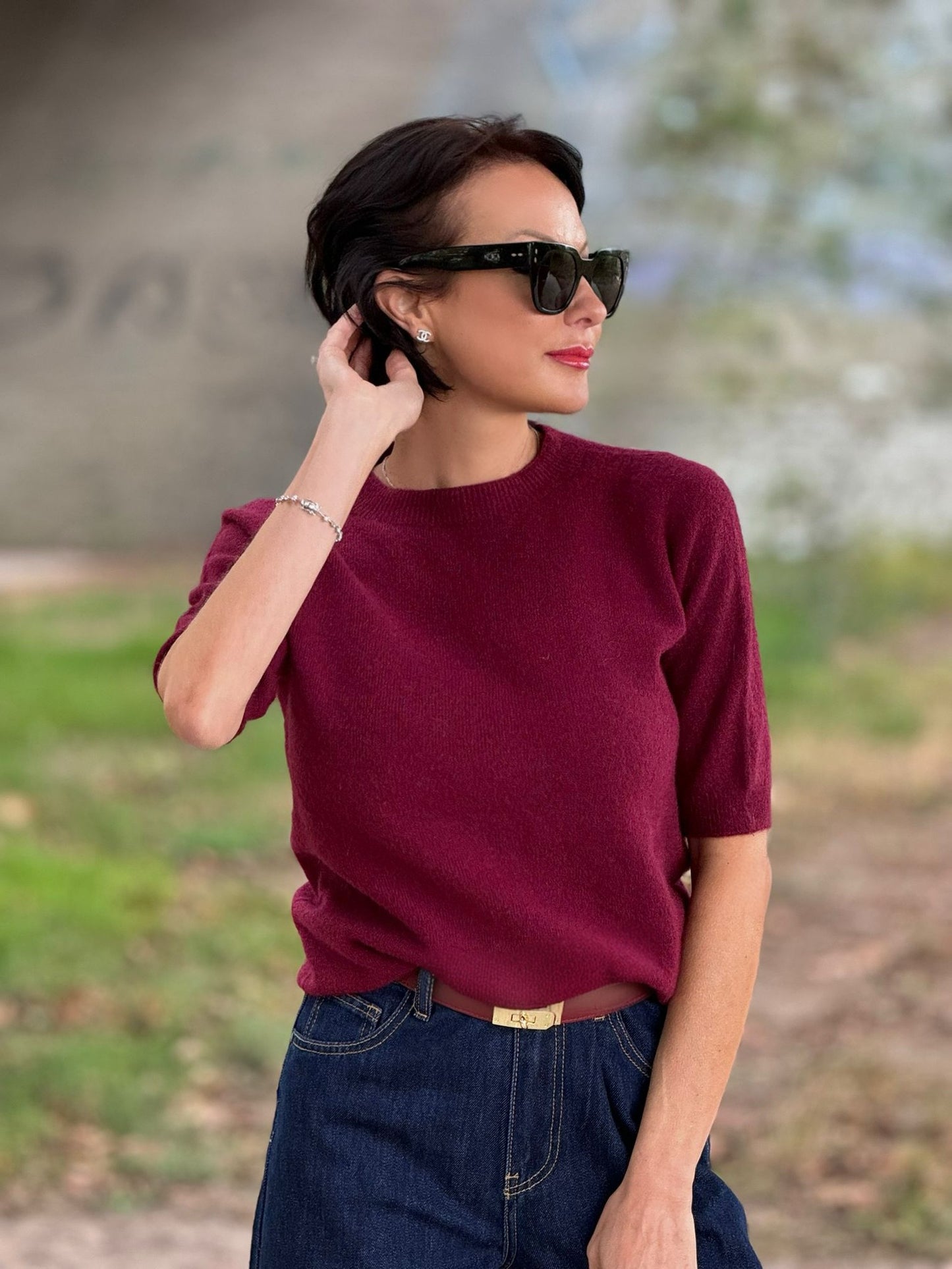 Pull Camille burgundy