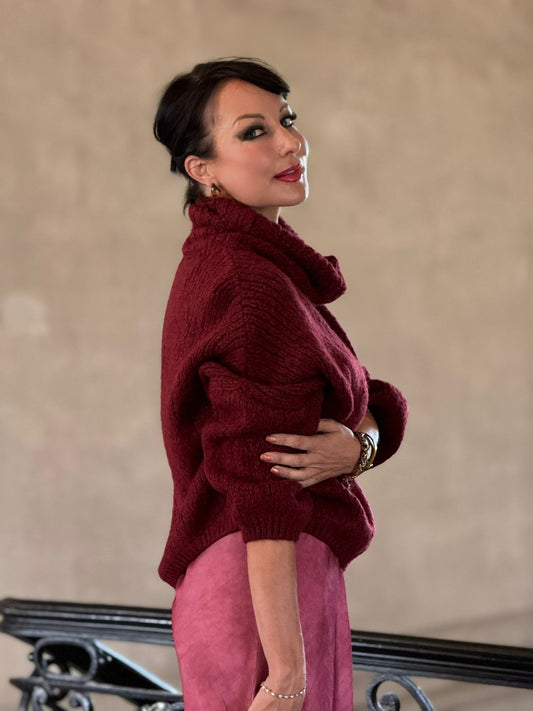 Pull Mira collar burgundy
