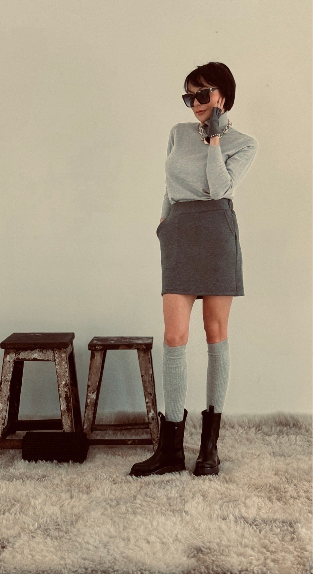 Skirt sweater April grey