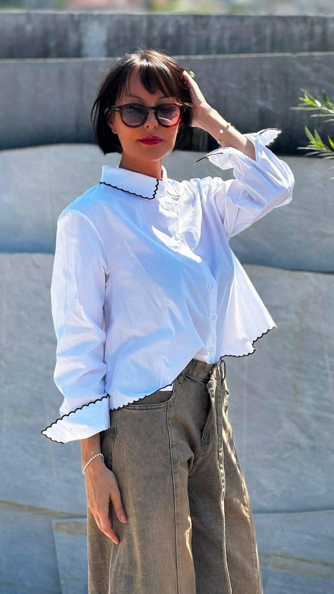 Blouse Lucca collar brown