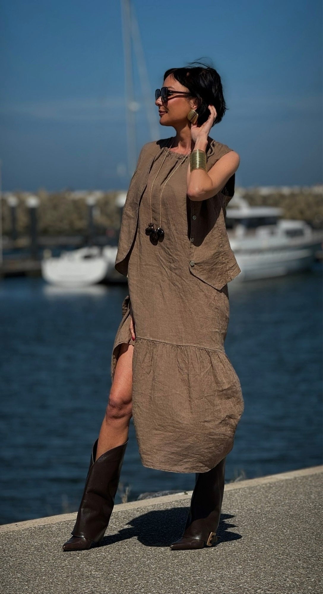 Dress Ina linen camel