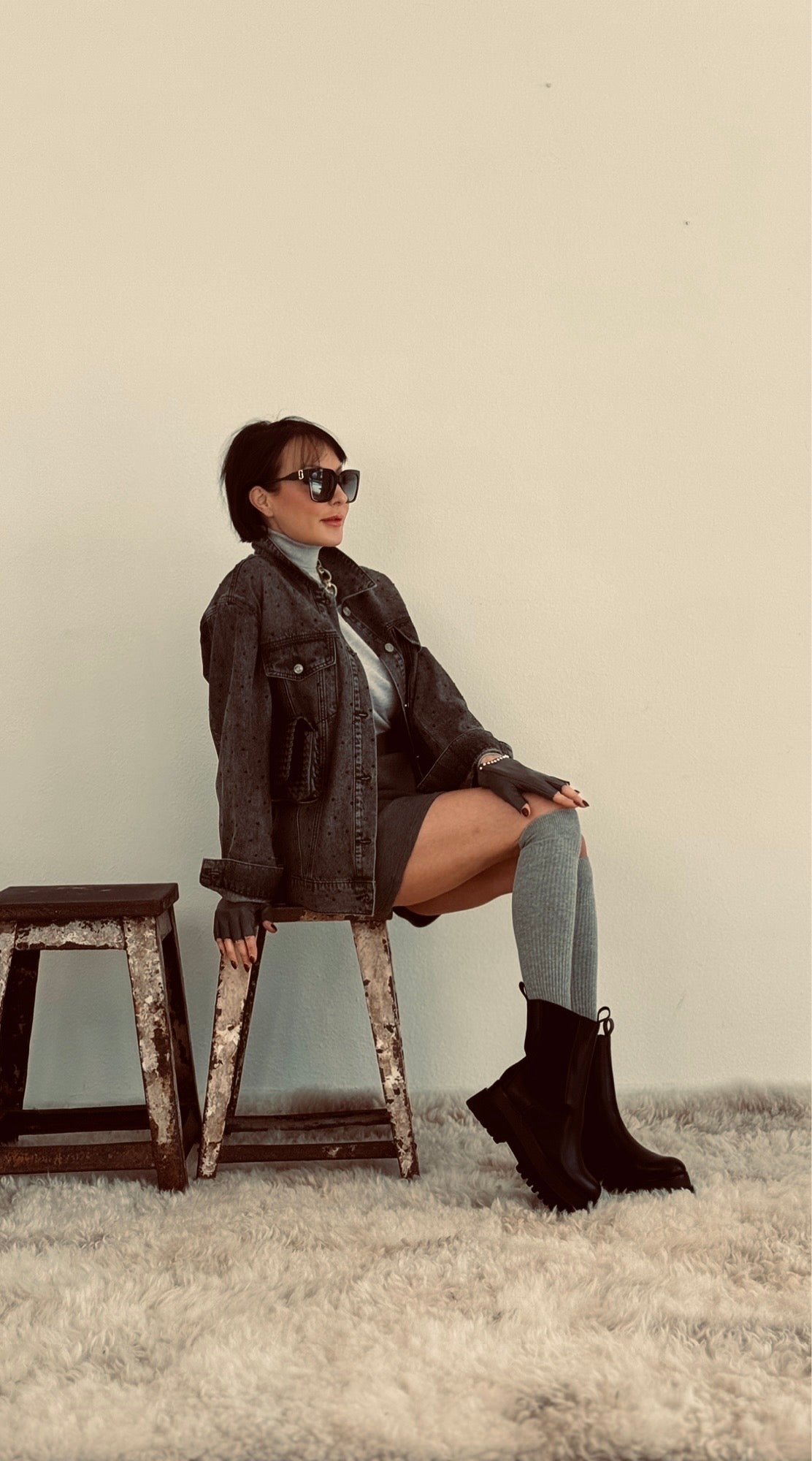 Jacket jeans rhinestones