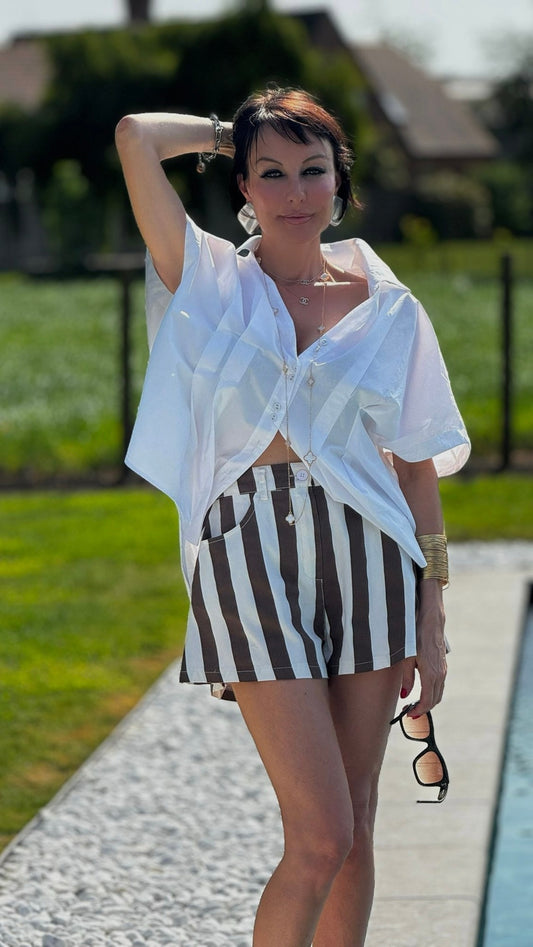 Short julia striped brown
