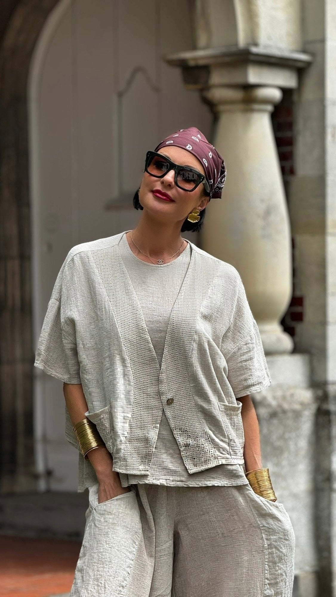 Jacket linen Sarah taupe