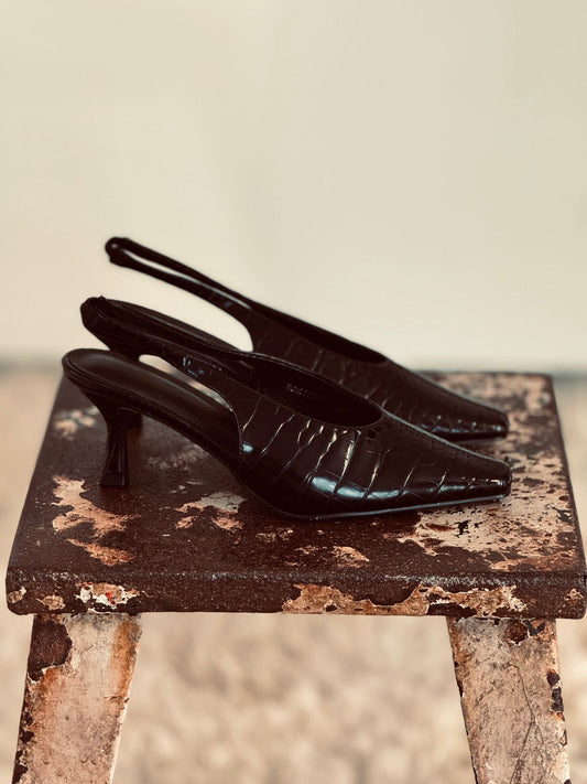 Slingback croco black