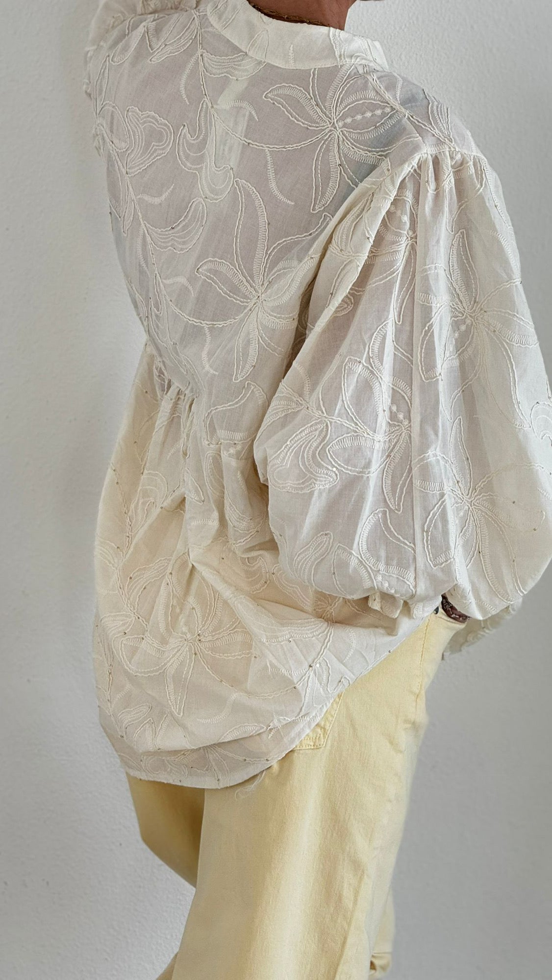 Cream embroidery blouse