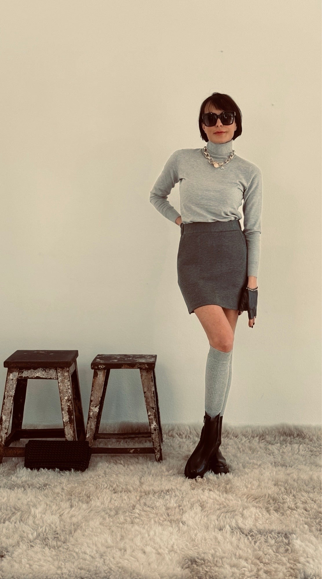 Skirt sweater April grey