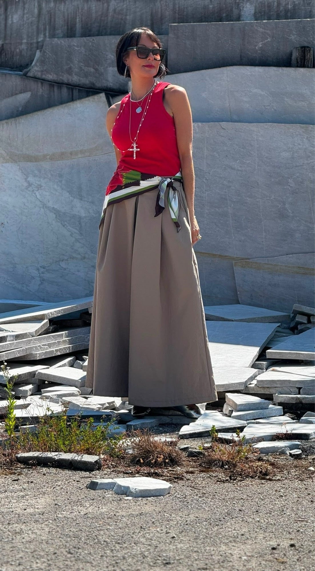 Pants Lucca incl scarf taupe