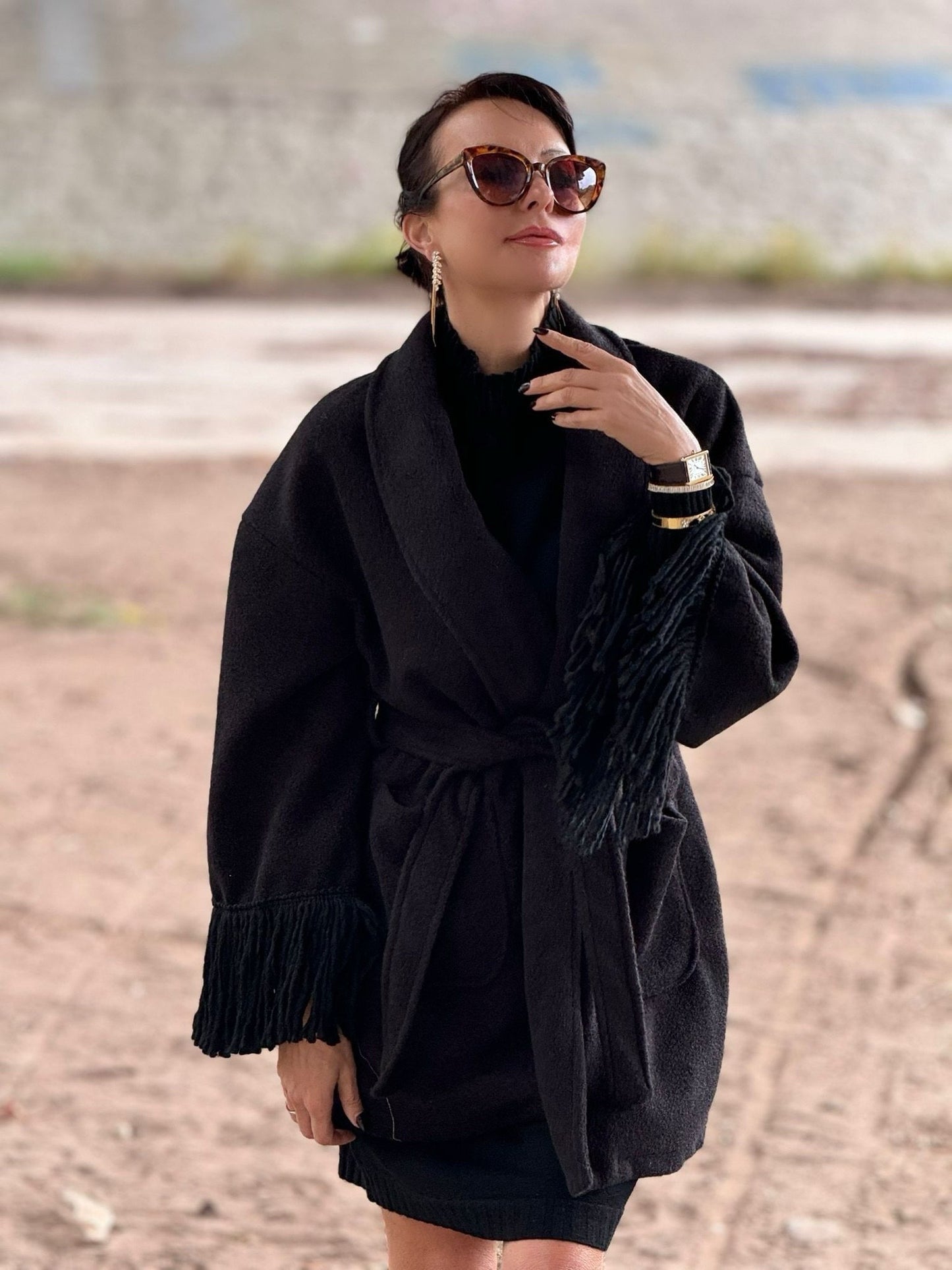 Jacket Noor fringes black