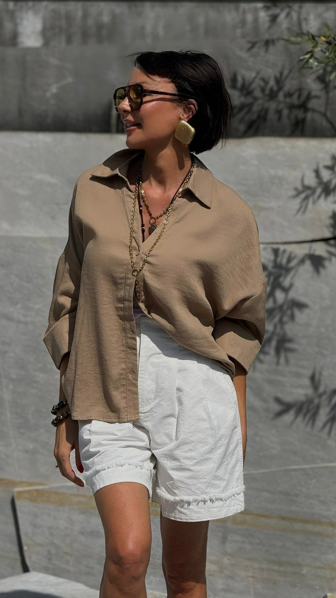 Blouse claire uni camel