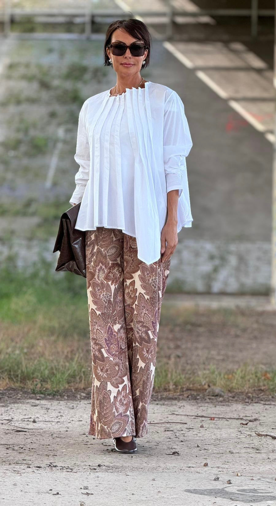 Leona pleated blouse white