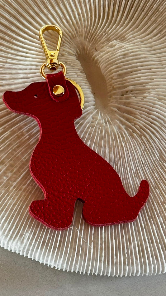 Keychain dog leather