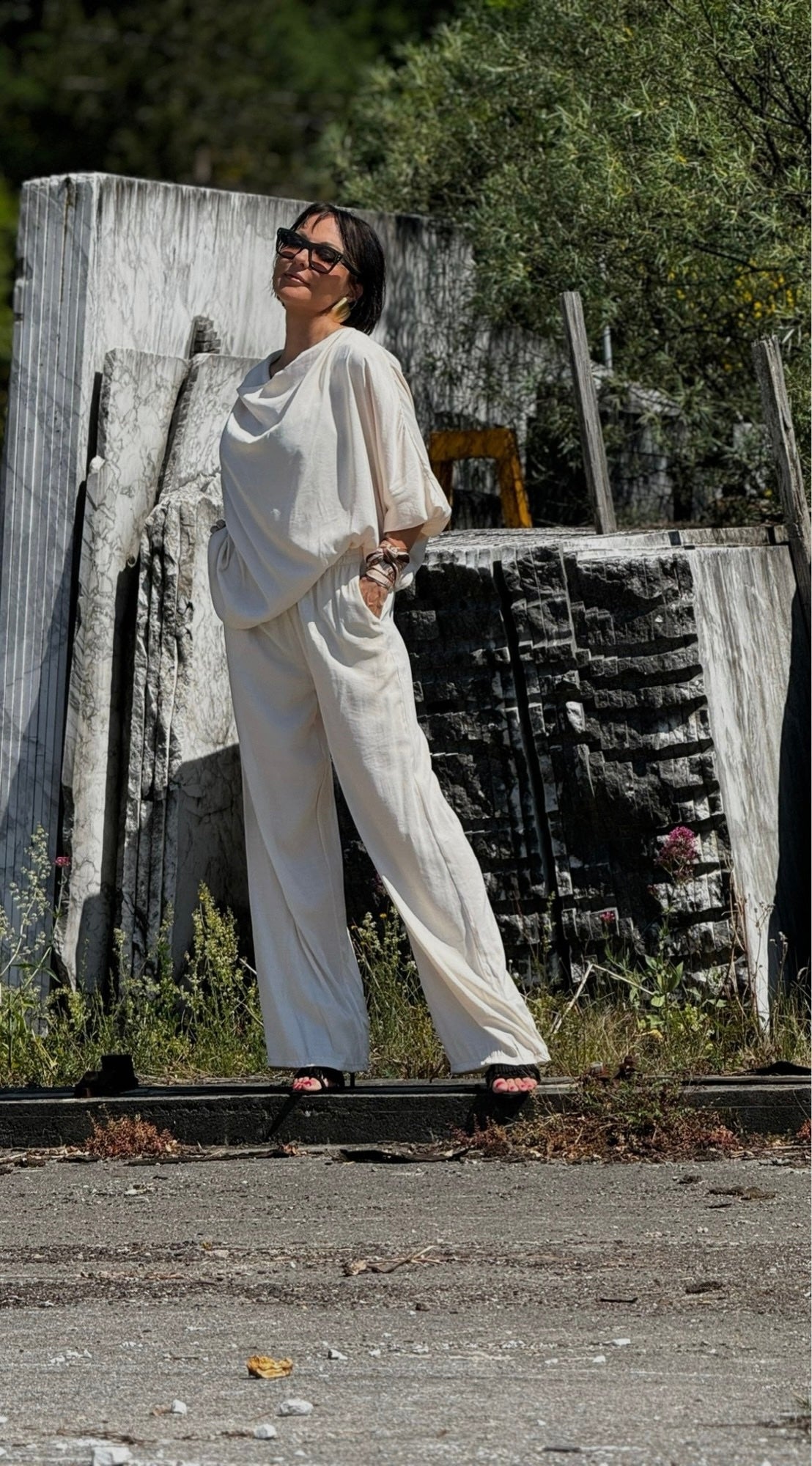 Pants Delphi satine  cream