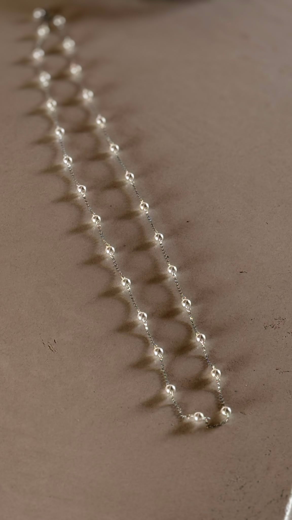 Chain pearl long silver