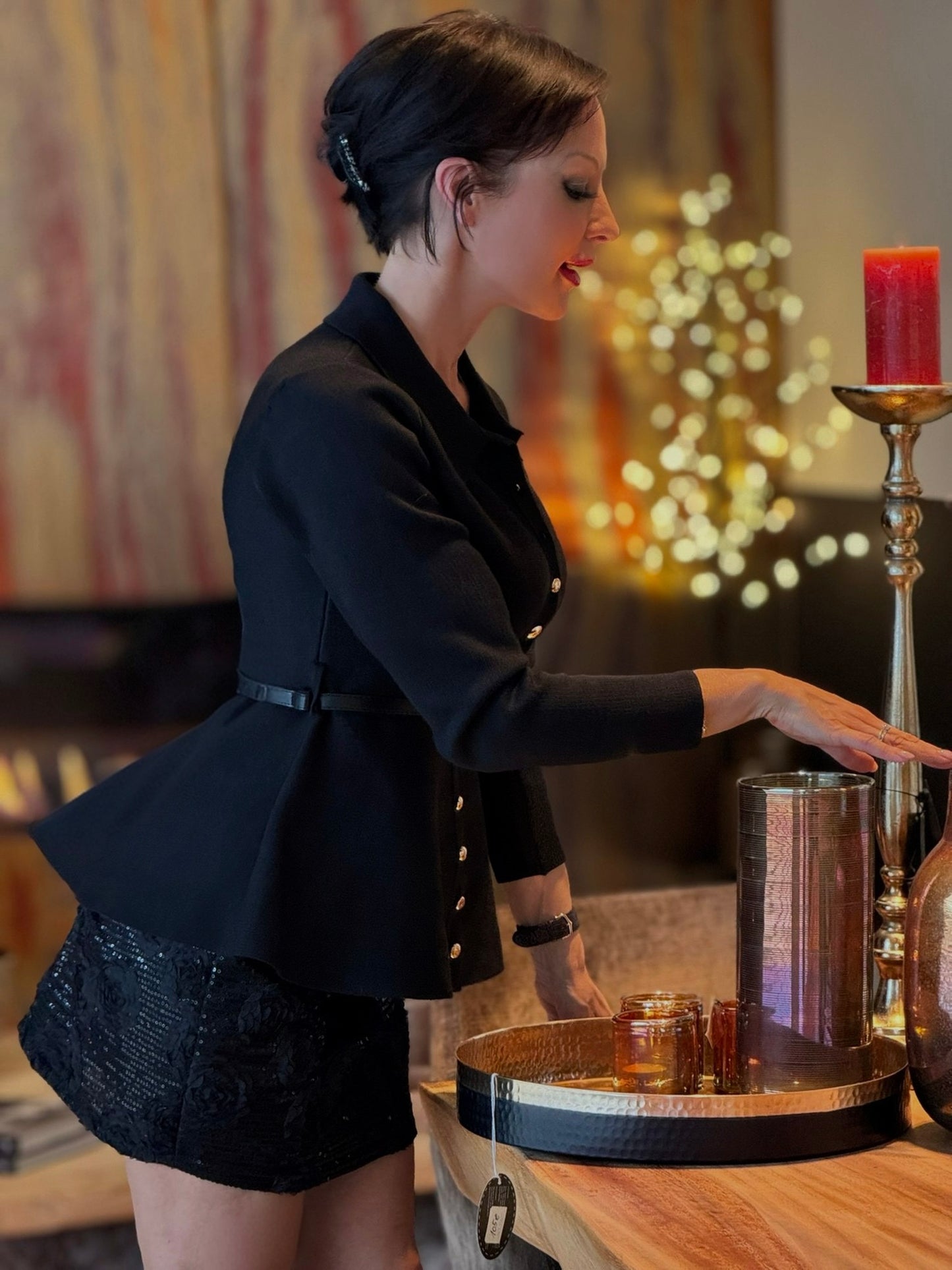 Cardigan Frances + belt black