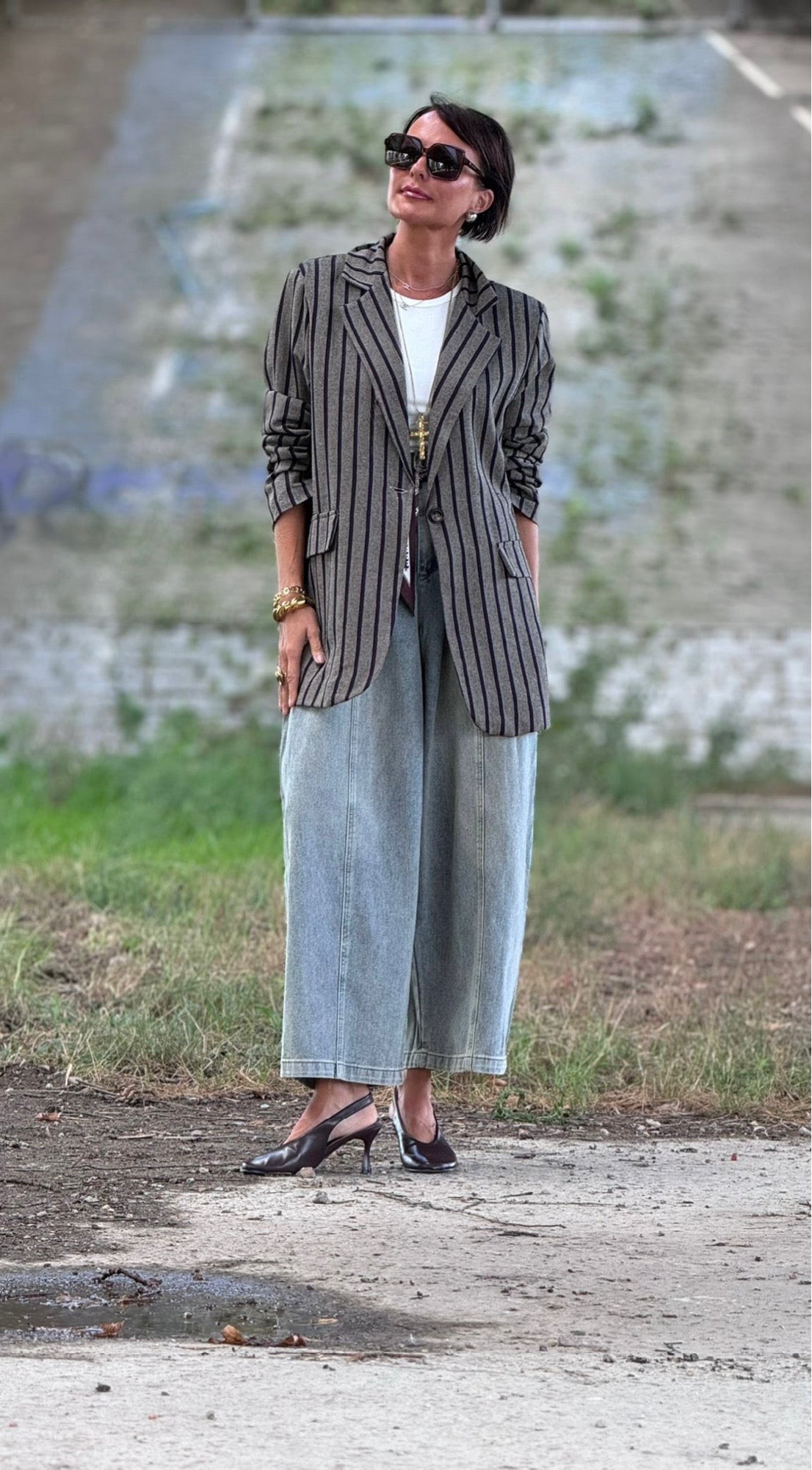 Leona blazer striped grey
