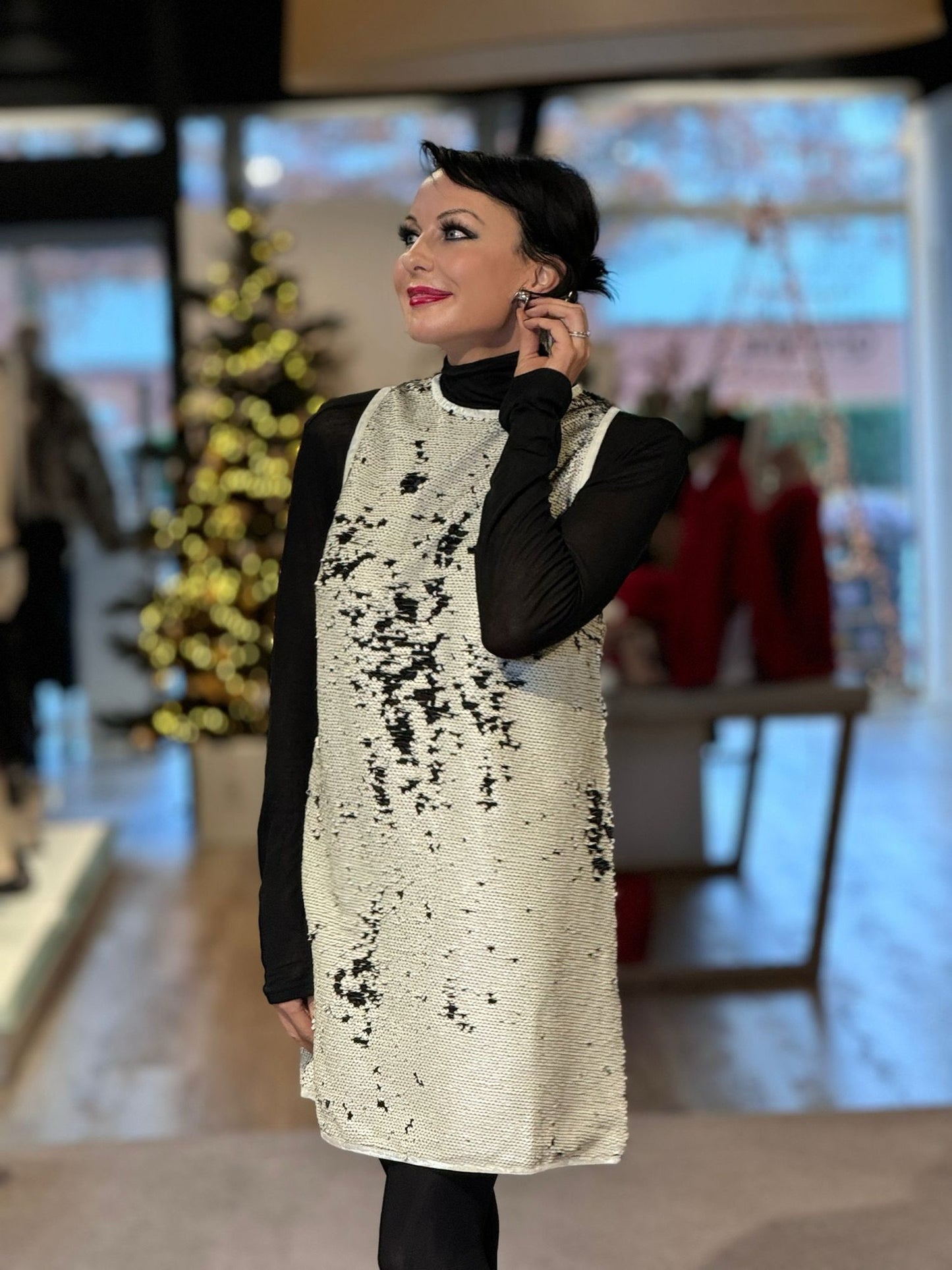 Robe Nevada paillettes crème