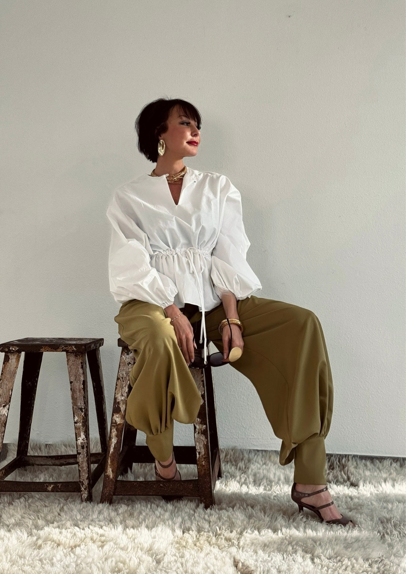 Pants Winona cuffed verde