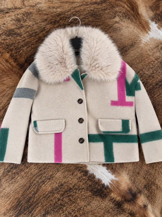 Jacket Isola faux fur graphic
