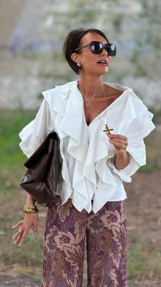 Blouse Leona frulle white