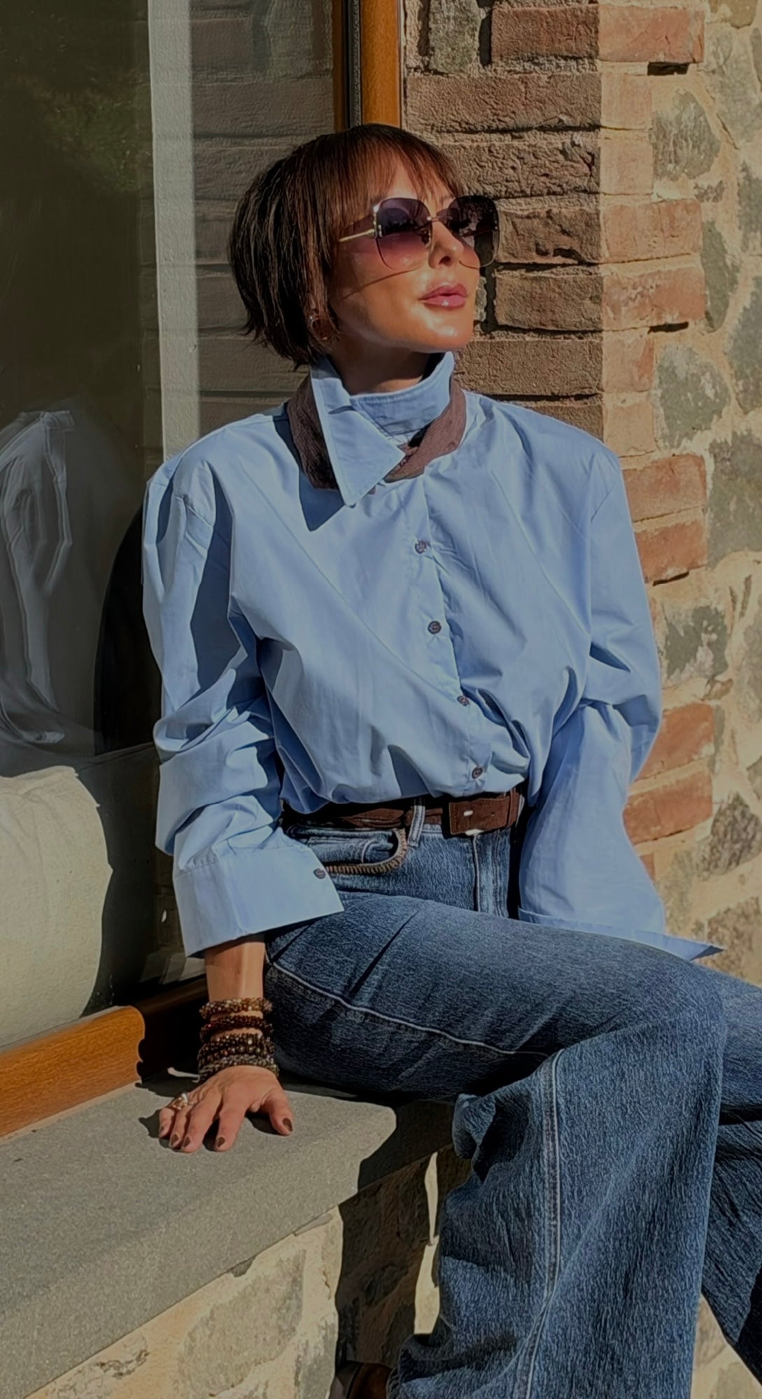 Blouse tie light blue