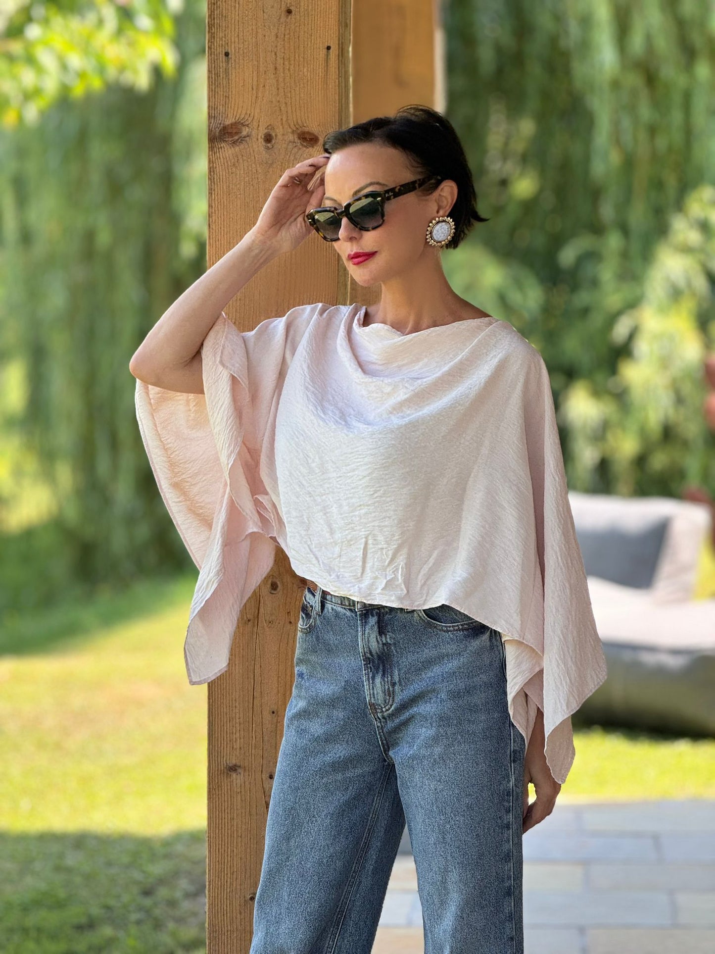 Blouse Leave powder pink