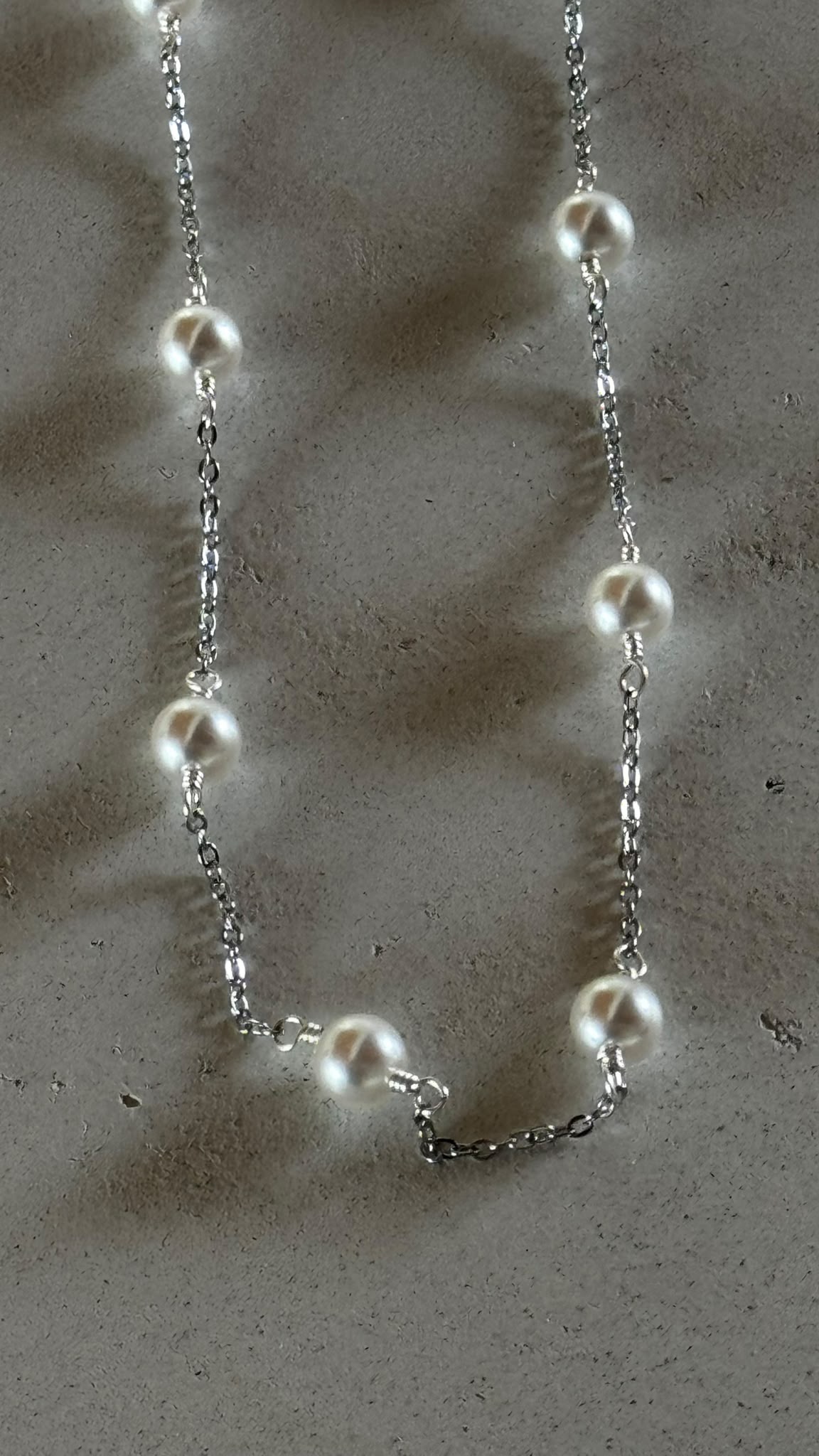 Chain pearl long silver
