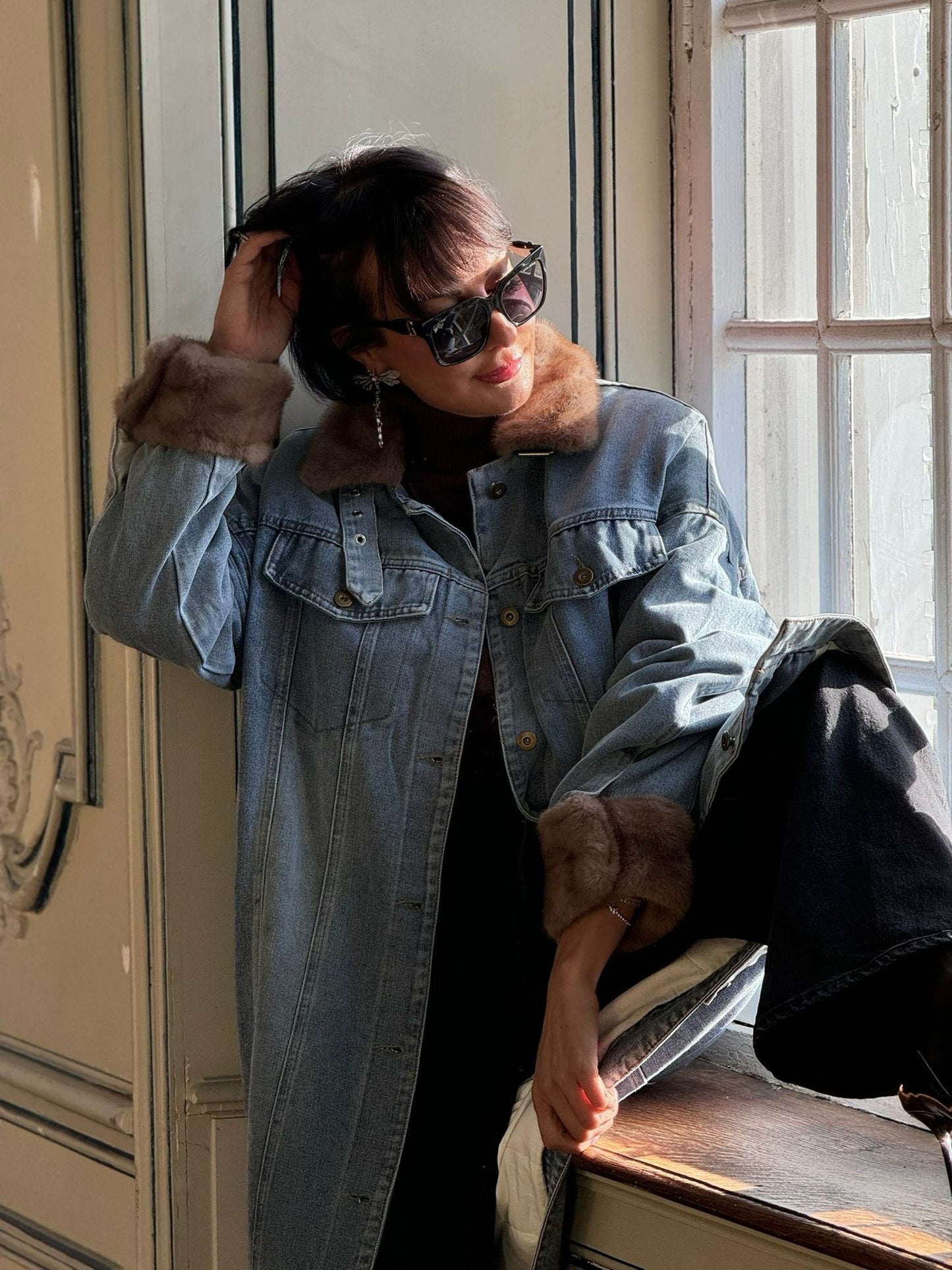 Coat long jeans (gewatteerd)