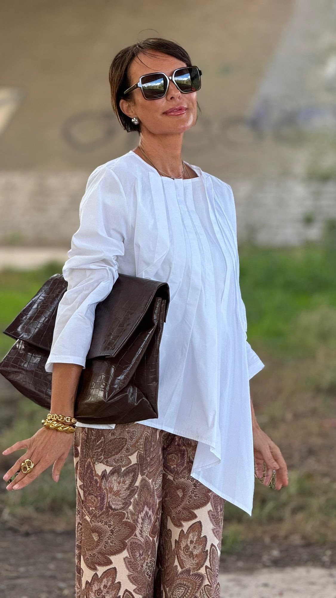 Leona pleated blouse white