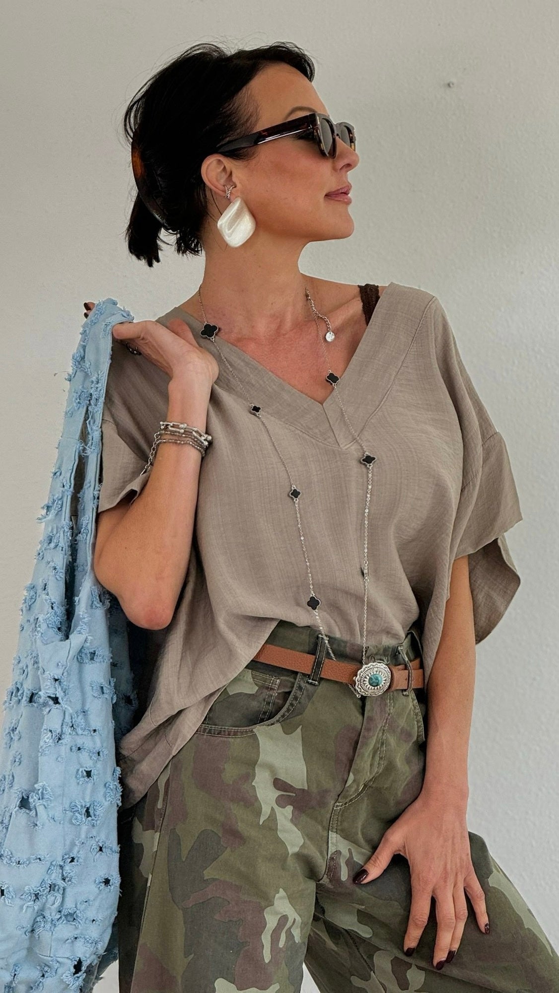Blouse poppy uni vneck