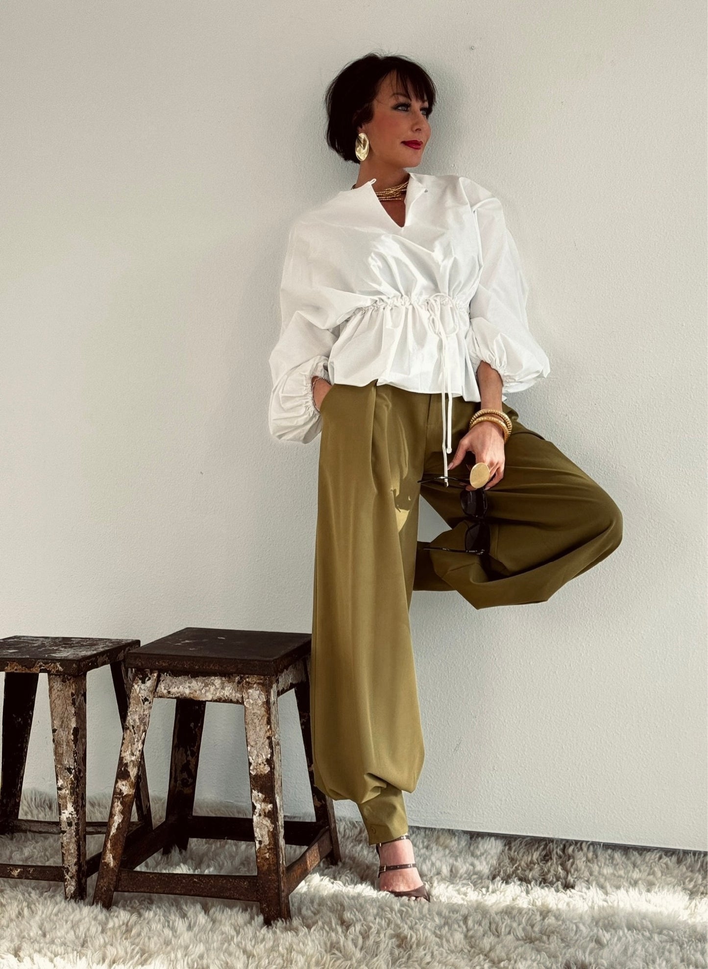 Pants Winona cuffed verde