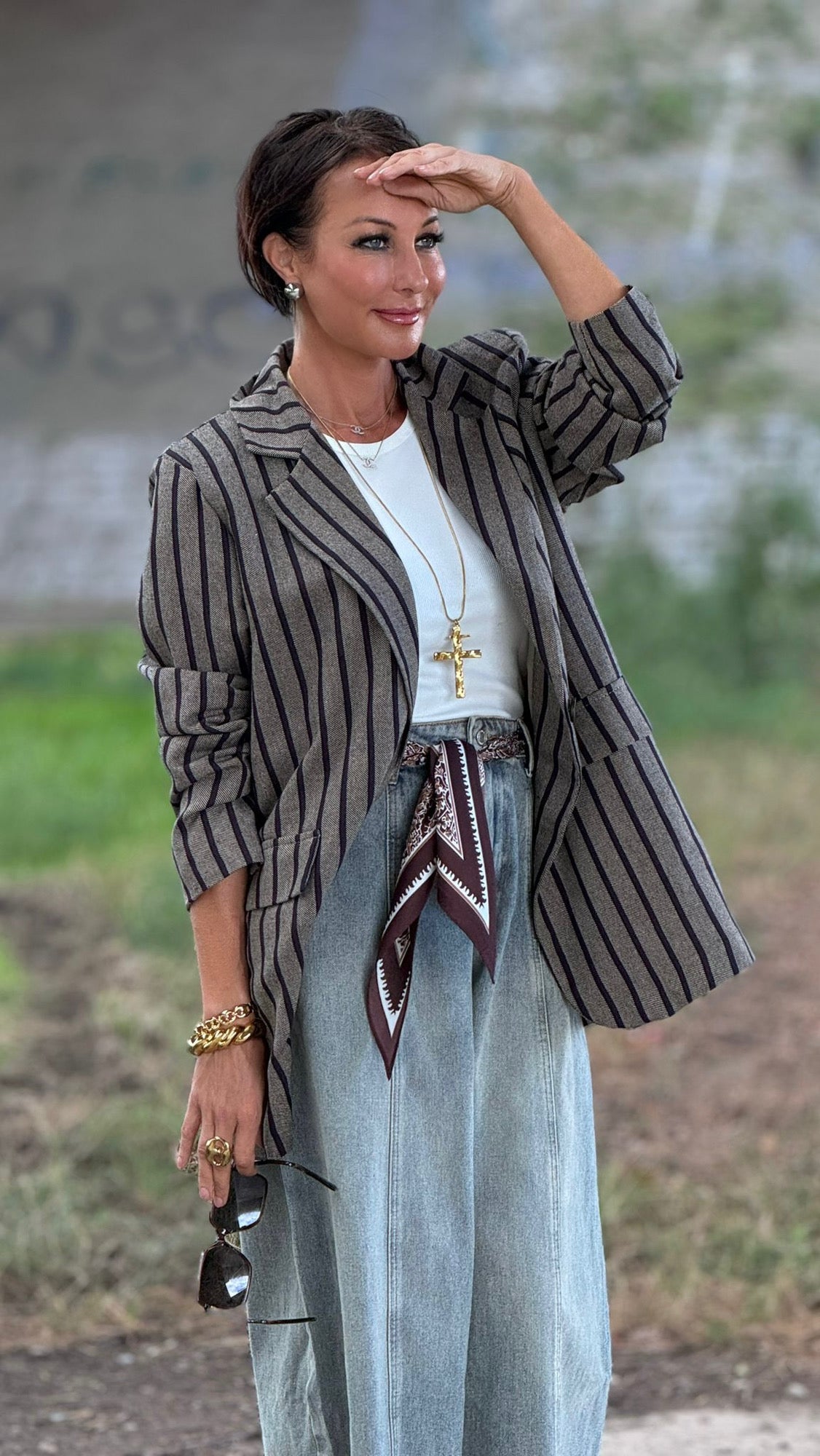 Leona blazer striped grey