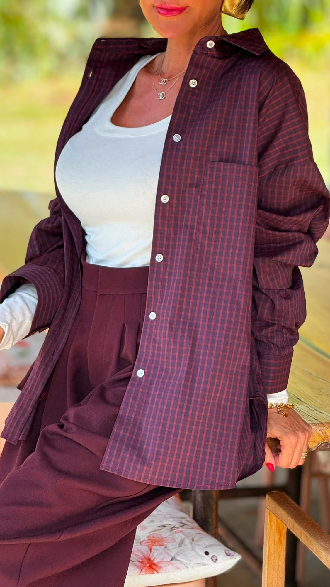 Blouse Evita vichy burgundy