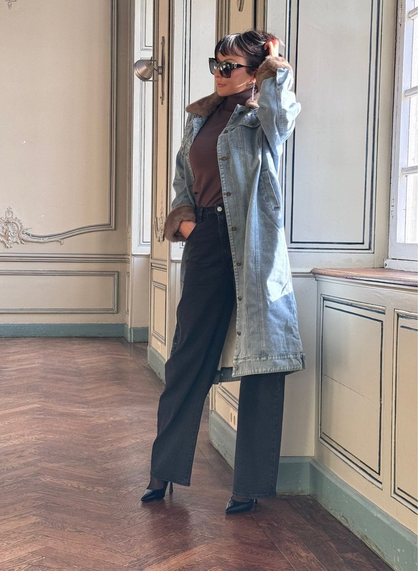 Coat long jeans (gewatteerd)