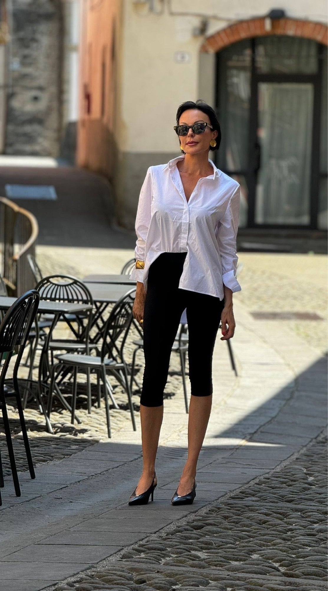 Blouse capri cotton white