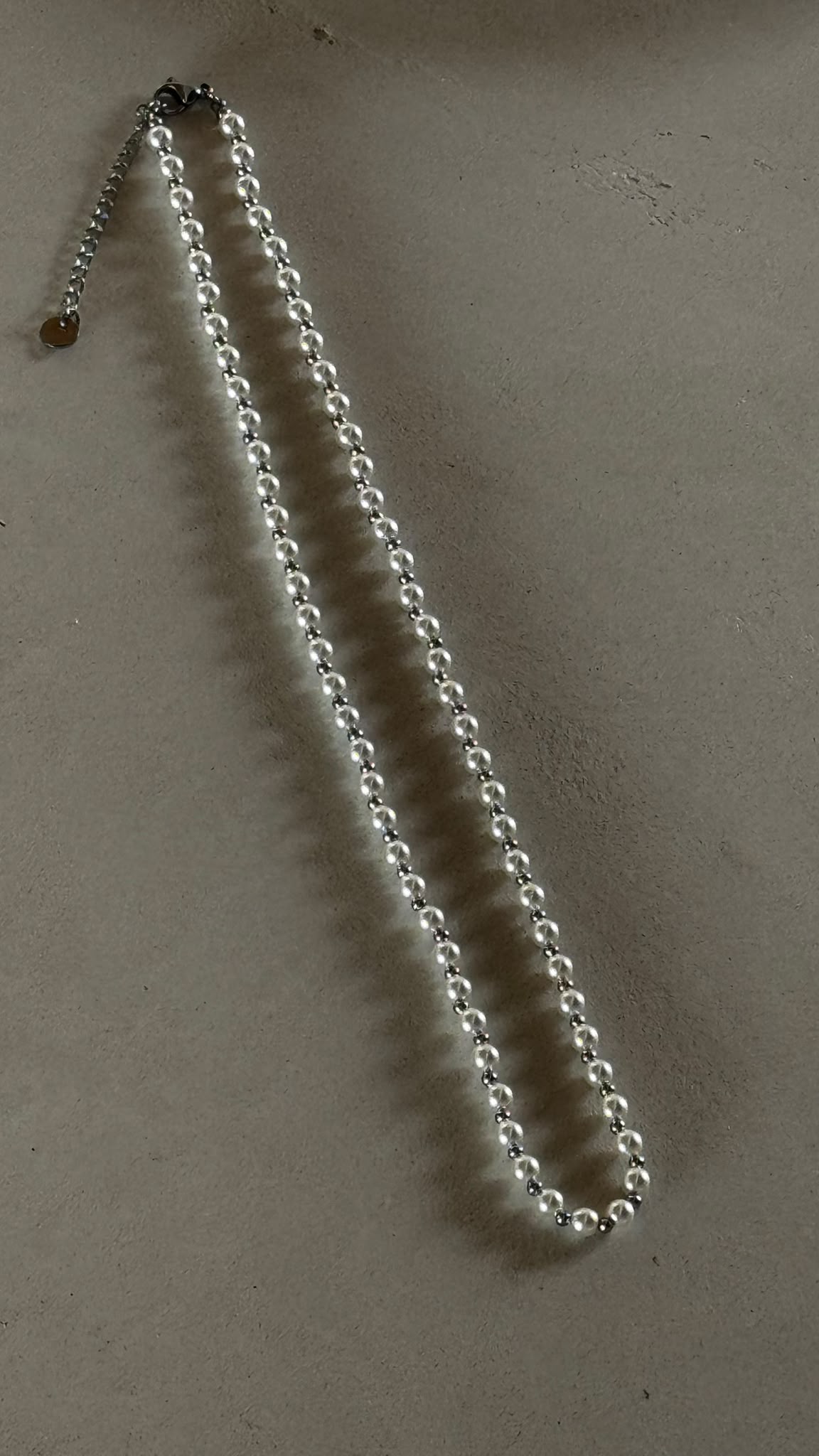 Chain pearl short silver