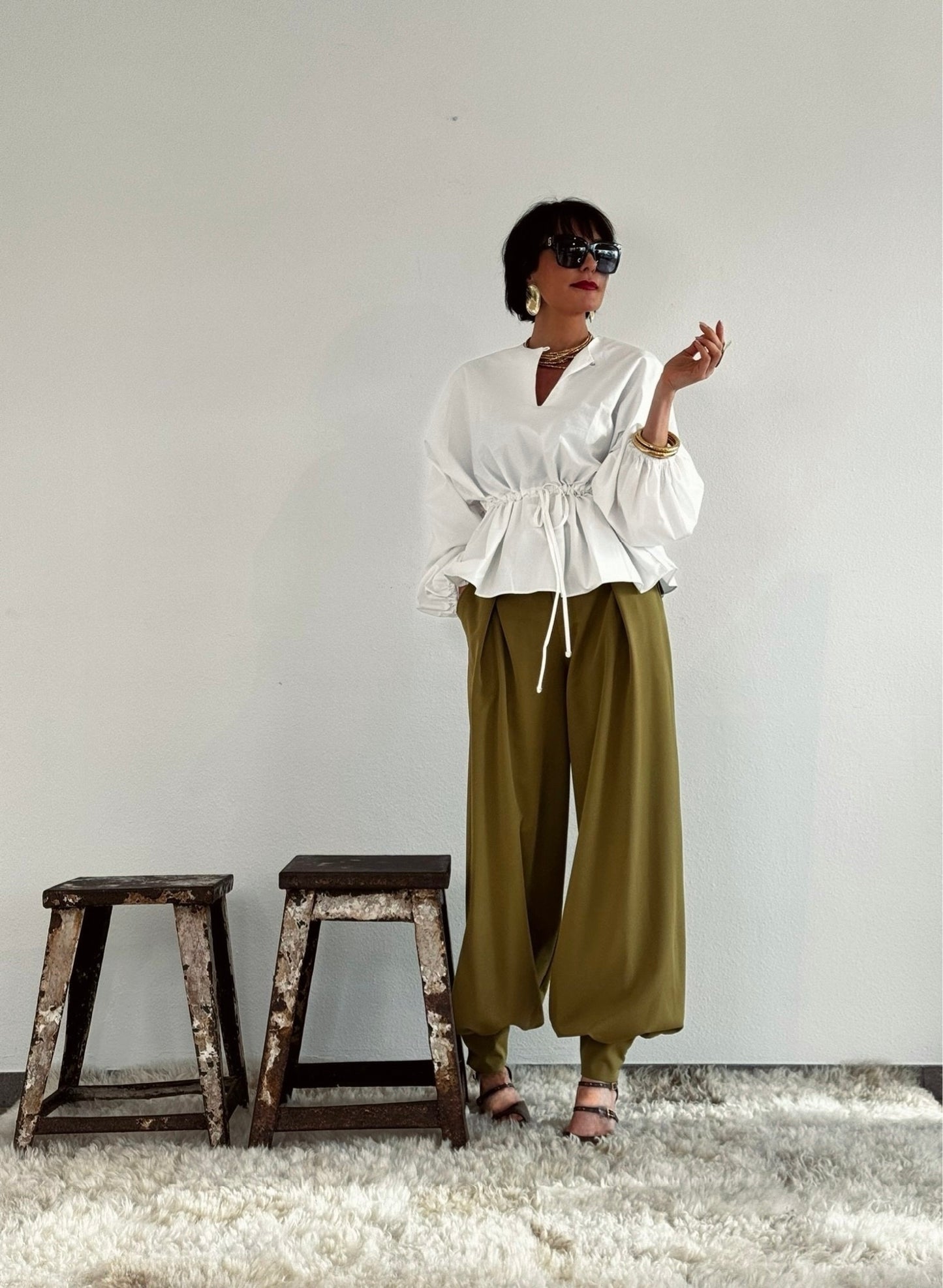 Pants Winona cuffed verde