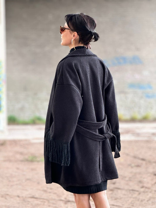 Jacket Noor fringes black