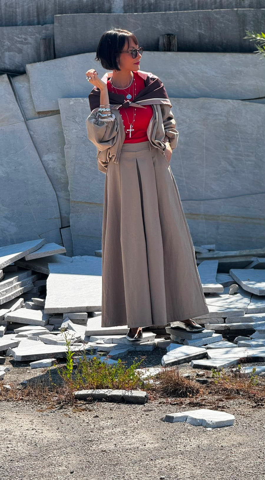 Jacket Lucca incl scarf taupe