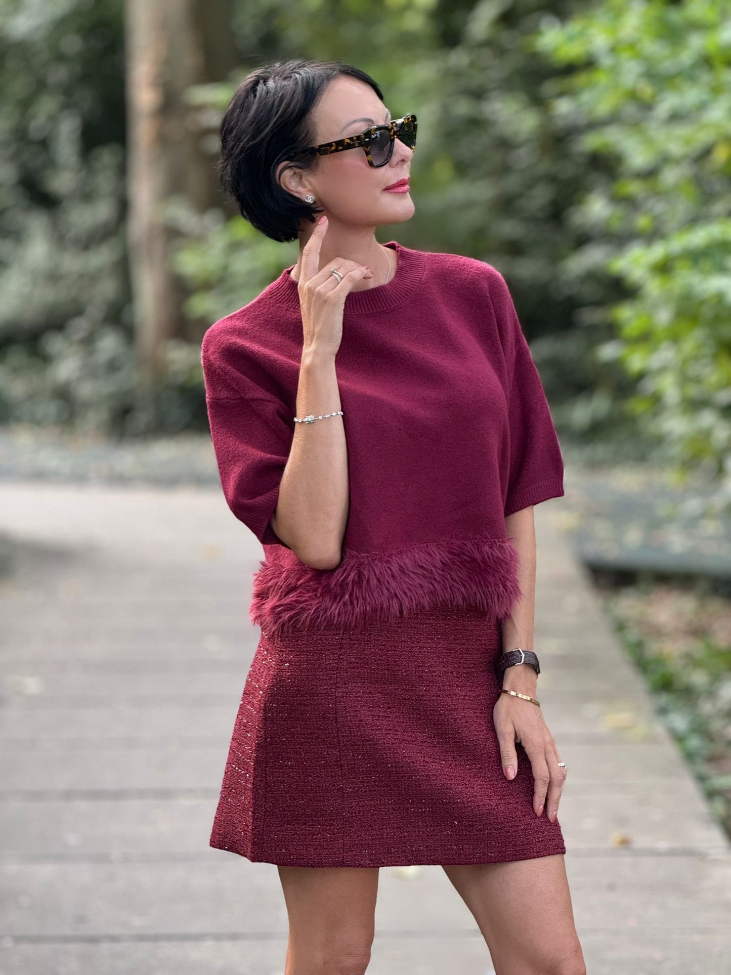 Pull Amara fluffy burgundy